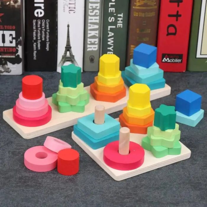 Wooden Montessori Geometric Four Column - Toys Shop Australia | Educational Toys